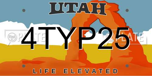 4TYP25 Utah License Plate