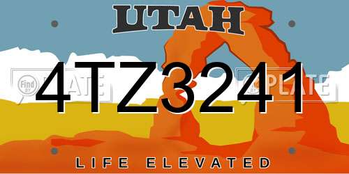 4TZ3241 Utah License Plate