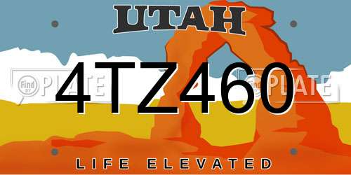 4TZ460 Utah License Plate