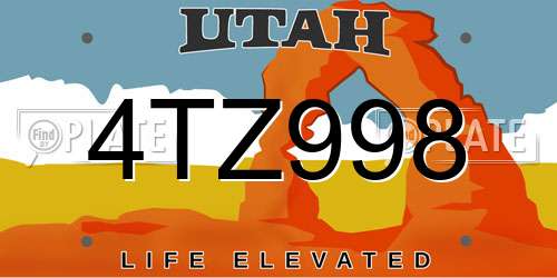 4TZ998 Utah License Plate