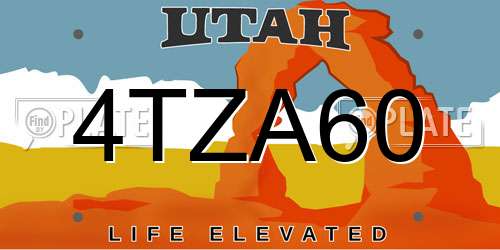 4TZA60 Utah License Plate