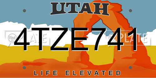 4TZE741 Utah License Plate
