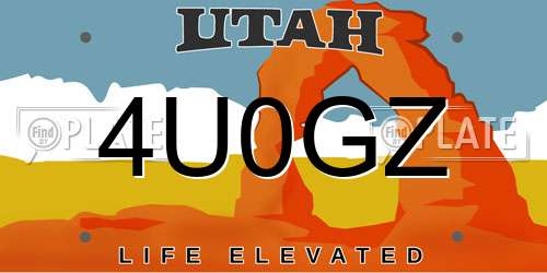 4U0GZ Utah License Plate