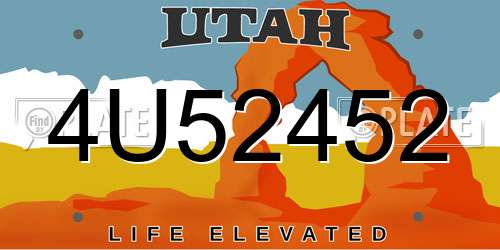 4U52452 Utah License Plate