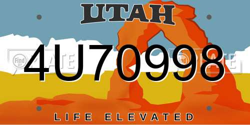 4U70998 Utah License Plate