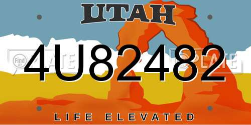 4U82482 Utah License Plate