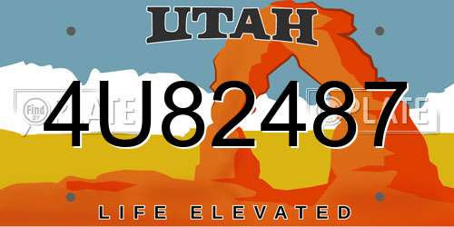 4U82487 Utah License Plate