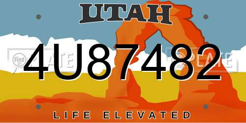 4U87482 Utah License Plate