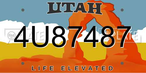 4U87487 Utah License Plate