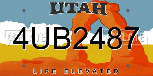 4UB2487 Utah License Plate