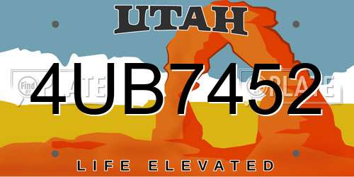 4UB7452 Utah License Plate