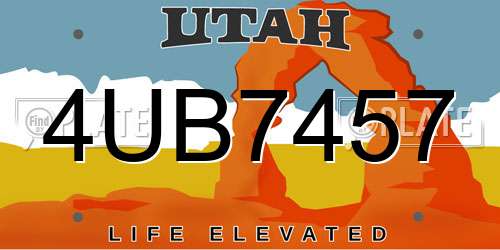 4UB7457 Utah License Plate