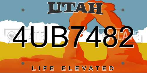 4UB7482 Utah License Plate