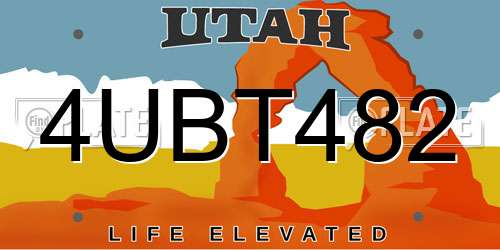 4UBT482 Utah License Plate