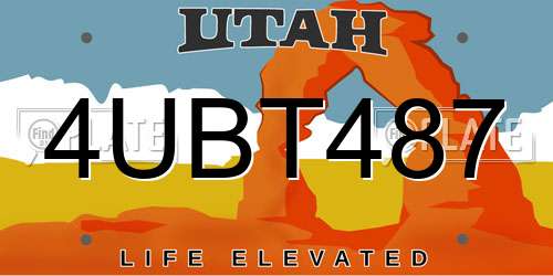 4UBT487 Utah License Plate