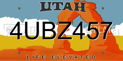 4UBZ457 Utah License Plate