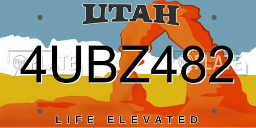 4UBZ482 Utah License Plate
