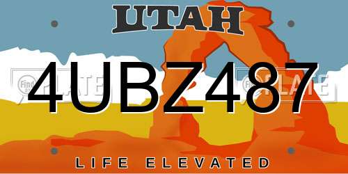 4UBZ487 Utah License Plate
