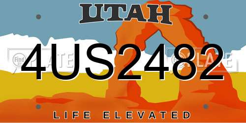 4US2482 Utah License Plate