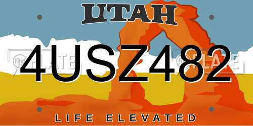 4USZ482 Utah License Plate