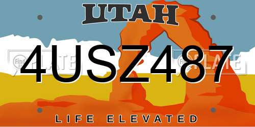 4USZ487 Utah License Plate