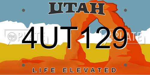 4UT129 Utah License Plate