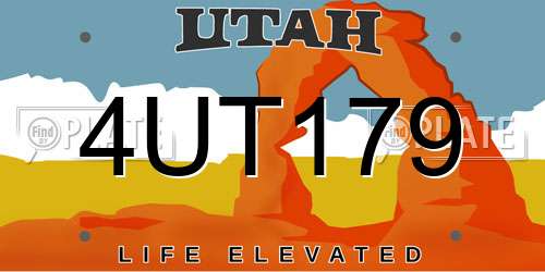 4UT179 Utah License Plate