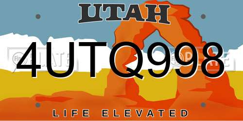 4UTQ998 Utah License Plate