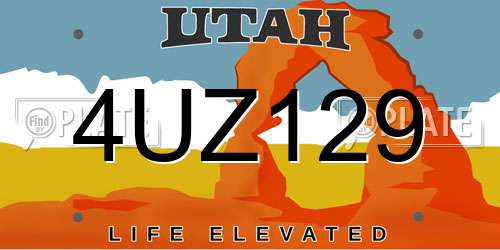 4UZ129 Utah License Plate