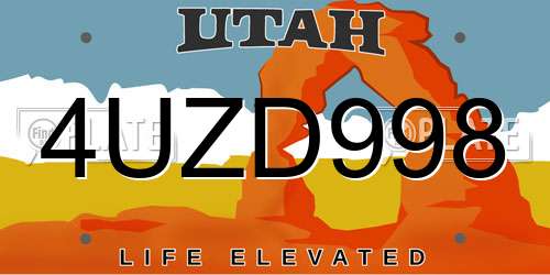 4UZD998 Utah License Plate