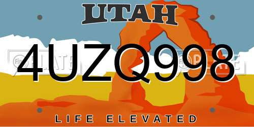 4UZQ998 Utah License Plate