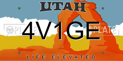 4V1GE Utah License Plate