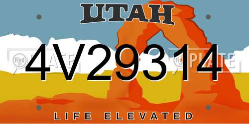 4V29314 Utah License Plate