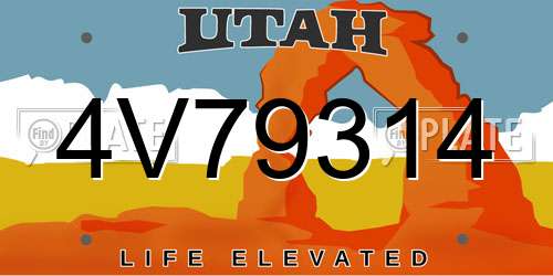 4V79314 Utah License Plate
