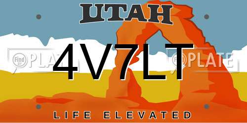 4V7LT Utah License Plate