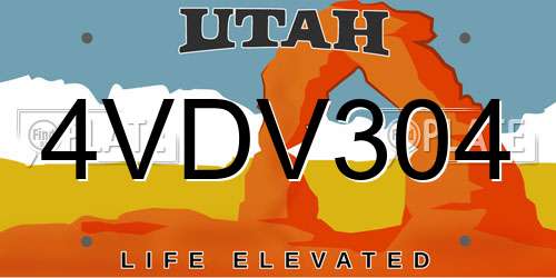 4VDV304 Utah License Plate