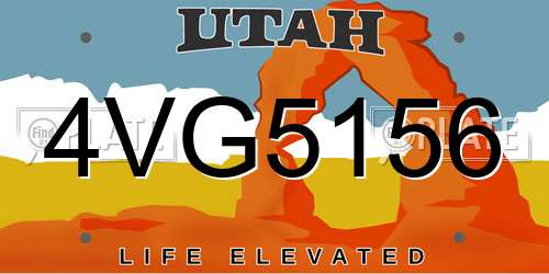 4VG5156 Utah License Plate
