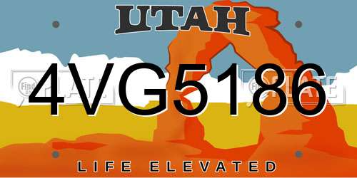 4VG5186 Utah License Plate