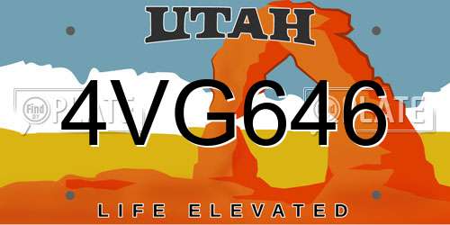 4VG646 Utah License Plate