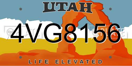 4VG8156 Utah License Plate