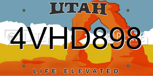 4VHD898 Utah License Plate