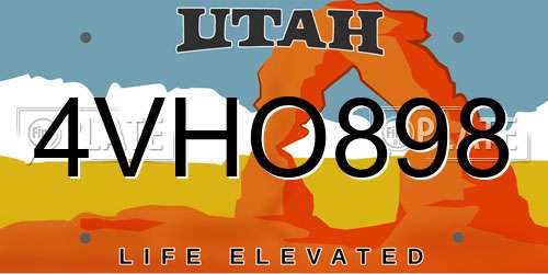 4VHO898 Utah License Plate