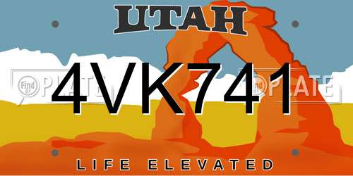 4VK741 Utah License Plate