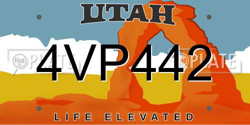 4VP442 Utah License Plate