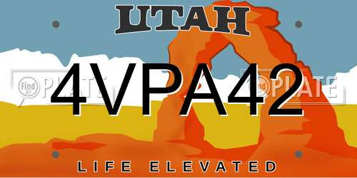 4VPA42 Utah License Plate