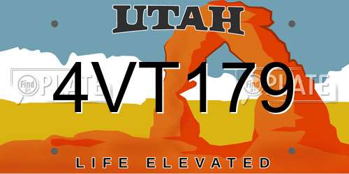 4VT179 Utah License Plate