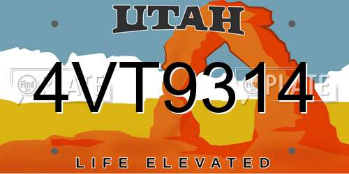 4VT9314 Utah License Plate