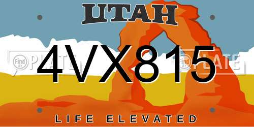 4VX815 Utah License Plate