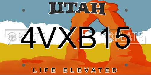 4VXB15 Utah License Plate