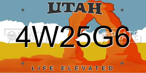 4W25G6 Utah License Plate